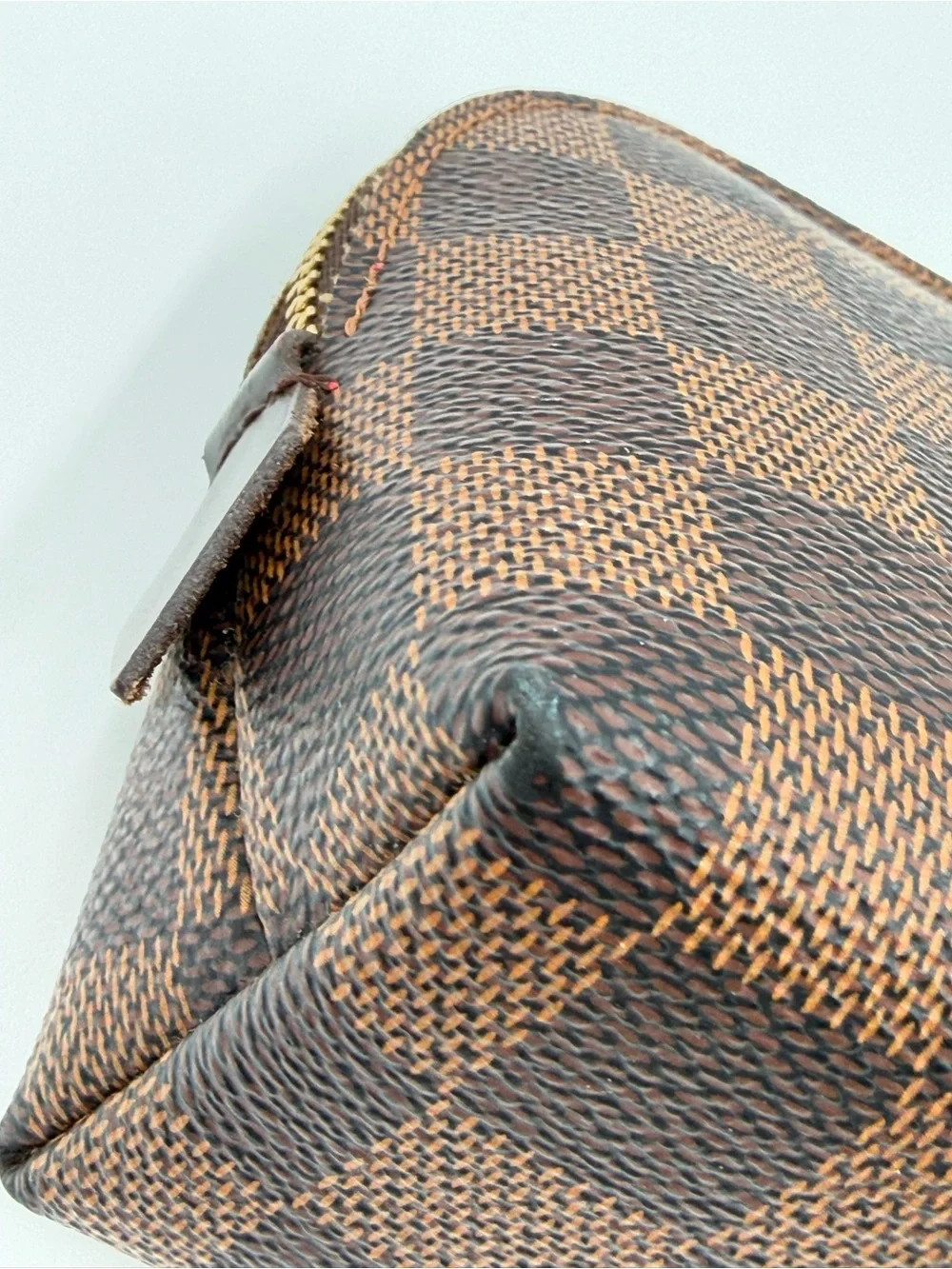 Louis Vuitton Damier Ebene Cosmetic Bag Great Condition w/Dust Bag & Entrupy COA